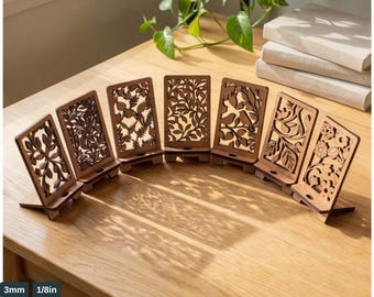 Laser Cut Phone Stand Templates Floral Cell Phone Holder Desk Decor Desktop Display Patterns