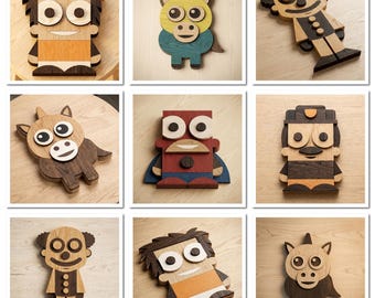 Layered Character Templates Laser Cutting Superhero Clown Unicorn Kid Wall Decor DIY Wood Projects