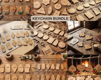 DIY Wooden Keychain Set - Complete Keychains Bundle - Key chain Outlines FOR Laser Cutting Projects