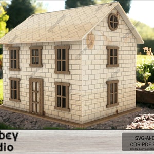 dollhouse svg dxf, Wooden doll house, Toys house cnc plan, dollhouse vector, toy home plywood, laser cutting house, cnc cutting plan, 265