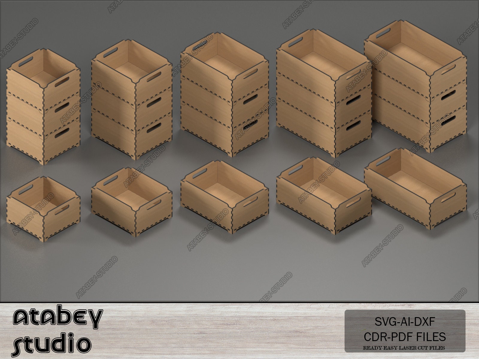 Multiple Size Stackable Box - Modular Design Storage Boxes - Wood
