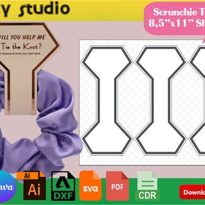 Modello di etichetta per scrunchie / Etichetta per scrunchie / Etichetta per mercato di scrunchie fatti a mano / Etichette regalo per scrunchie / Scrunchie Canva stampabile Svg Dxf Ai 502