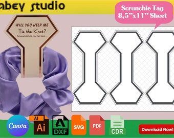 Scrunchie tag template / Scrunchie label / Handmade Scrunchies Market tag / Scrunchie Gift Labels / Canva Scrunchie Printable Svg Dxf Ai 502