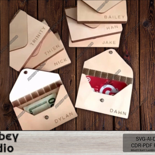 Porte-cartes cadeau enveloppe en bois - Emballage de bon de bricolage - Idéal pour les cadeaux d'anniversaire 580