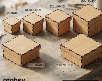 Customizable LaserCut Box Templates - Flip Lid Design Multiple Sizes,Unique Storage Boxes 656