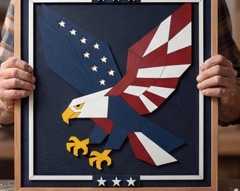 American Eagle Patriotic Wall Art Independence Day Home Decor USA Wood Sign Pattern