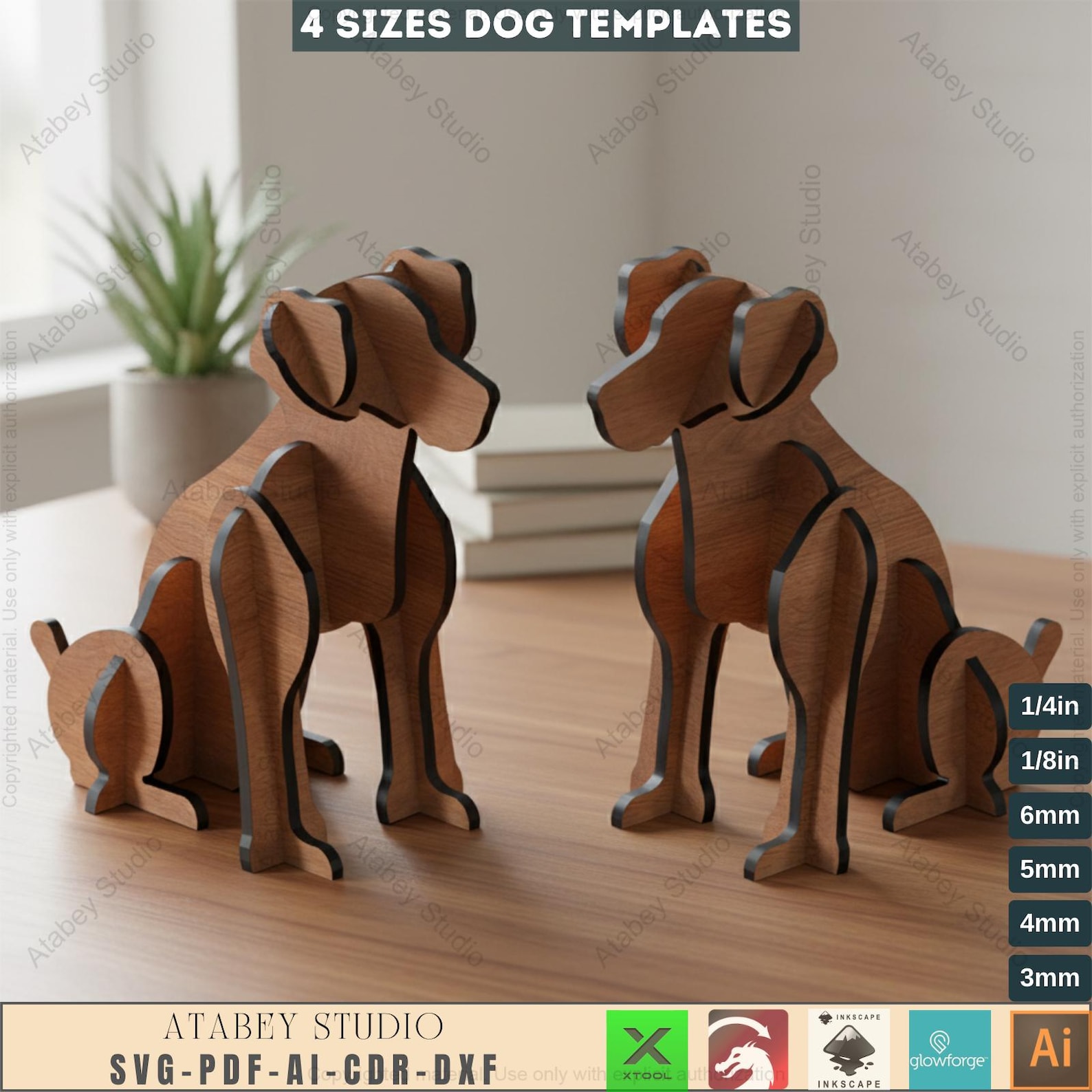 Wooden Sitting Dogs 3D Puzzle - Cute Pet Model in Multiple Sizes - 4 ...