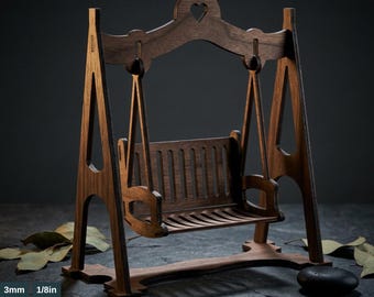Laser Cut Mini Wooden Swing Template, Dollhouse Furniture Plan, Plywood Toy Cutting Pattern
