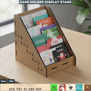 Business card holder - Card Organizer display Stand - Wood Laser Cutting Plans Svg Dxf Ai Cdr 563