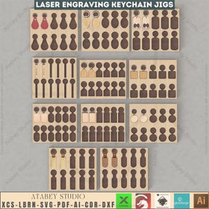 Keychain Jig for Laser Engraving, Precision Alignment Wood Jigs , Laser Cut Jig Files , Keychain Jig Templates Bundle 944