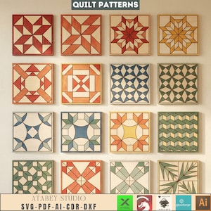 Barn Quilt Laser Cut Wood Wall Art Geometric Block Patterns Rustic Farmhouse Decors 989