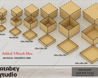 Plantillas personalizables para cajas de regalo y tapas cortadas con láser - Kit de caja de almacenamiento y tapa para Glowforge, Xtool 644