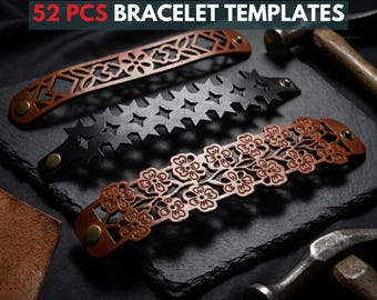 52 Pcs Laser Cut Bracelet Template Bundle DIY Jewelry Wood and Leather Cuff Patterns