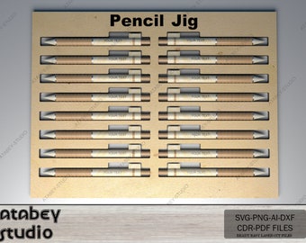 Pencil Jig Laser Cut Template / DIY Laser Ready Pen Jig Template / Gravurtest mit Glowforge SVG, DXF Ai Cdr 555
