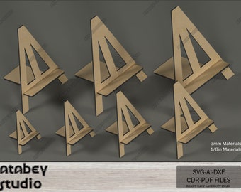 Laser Cut Easel Displays / Frame and Phone Stand Set / Simple Pic Frame Holders SVG CDR DXF Ai 557
