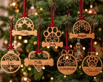 Custom Dog Cat Ornaments | Unique Wooden Pet Christmas Decor for Laser Cutting 925