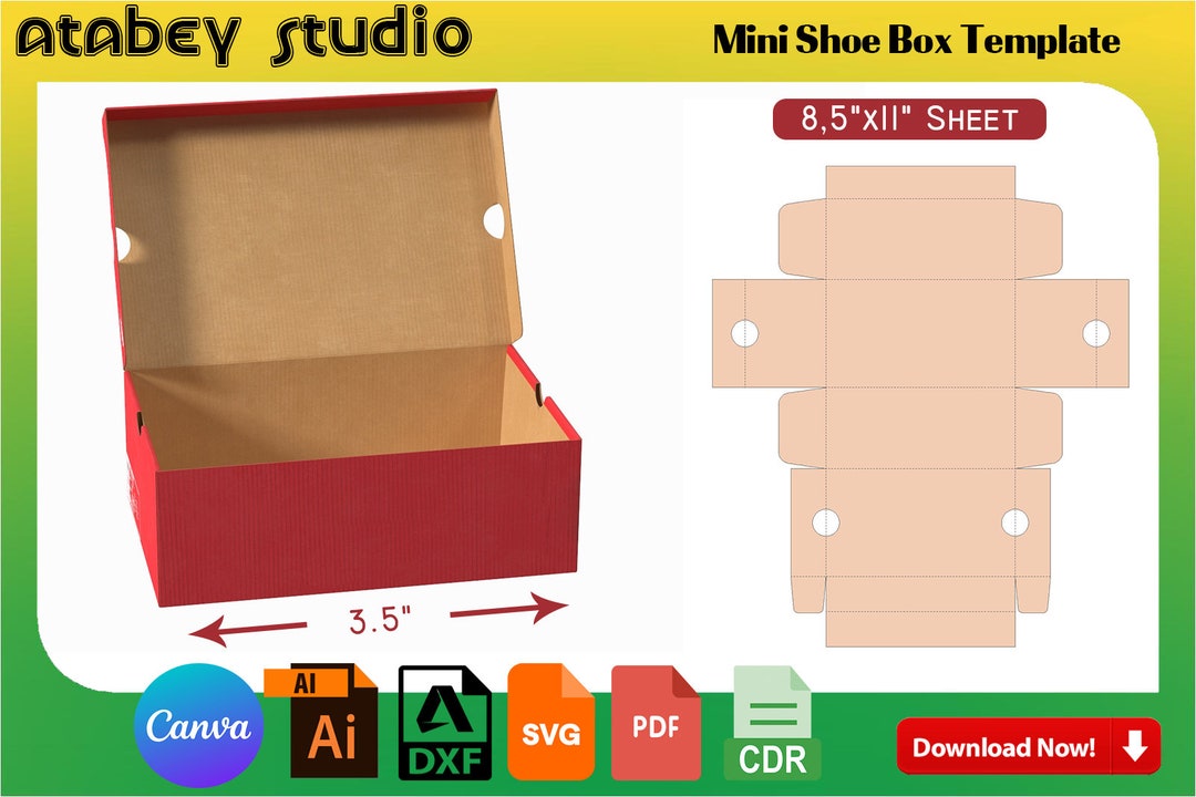 Mini Shoes Box Template / Mini Sneaker Box Template / Gift Box Template ...