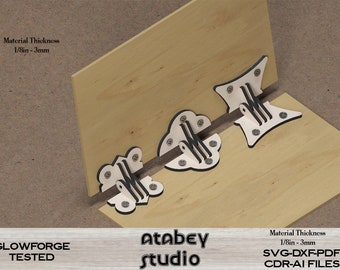 Wood Hinges and Box Laser Cut Files / Hinge Templates for Boxes / Wood Vector Plans SVG CDR DXF Ai 483