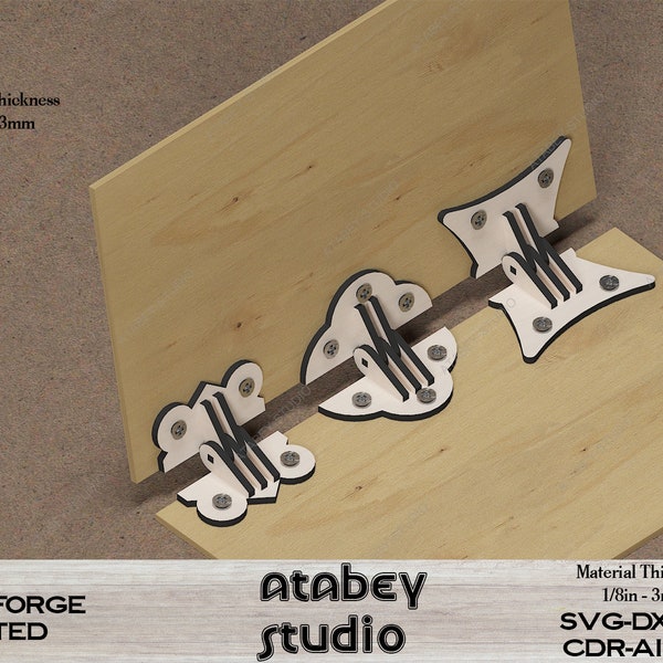 Wood Hinges and Box Laser Cut Files / Hinge Templates for Boxes / Wood Vector Plans SVG CDR DXF Ai 483