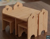Kids Tiny Table Chair Set / 1:10 Study Desk Children / Mini Kid Chair Svg / Plywood Furniture Xtool / Glowforge Cut Plans 316