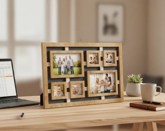 Customizable Family Photo Collage Frame SVG DXF Laser Cut File - Multi-Picture Template for Wood & Acrylic - DIY Gift 418