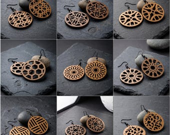 Wooden and Acrylic Earring Design Set - DIY Jewelry Making Templates for Laser Cutting 757