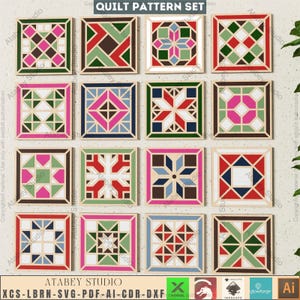 16 Barn Quilt Block Pattern Set, Laser Cut Files for Modern Farmhouse Decor, Geometric Wood Wall Art, DIY Craft Project for Xtool 945