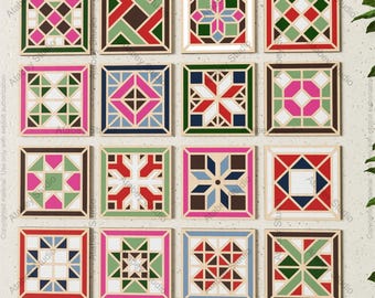 16 Barn Quilt Block Pattern Set, Laser Cut Files for Modern Farmhouse Decor, Geometric Wood Wall Art, DIY Craft Project for Xtool 945