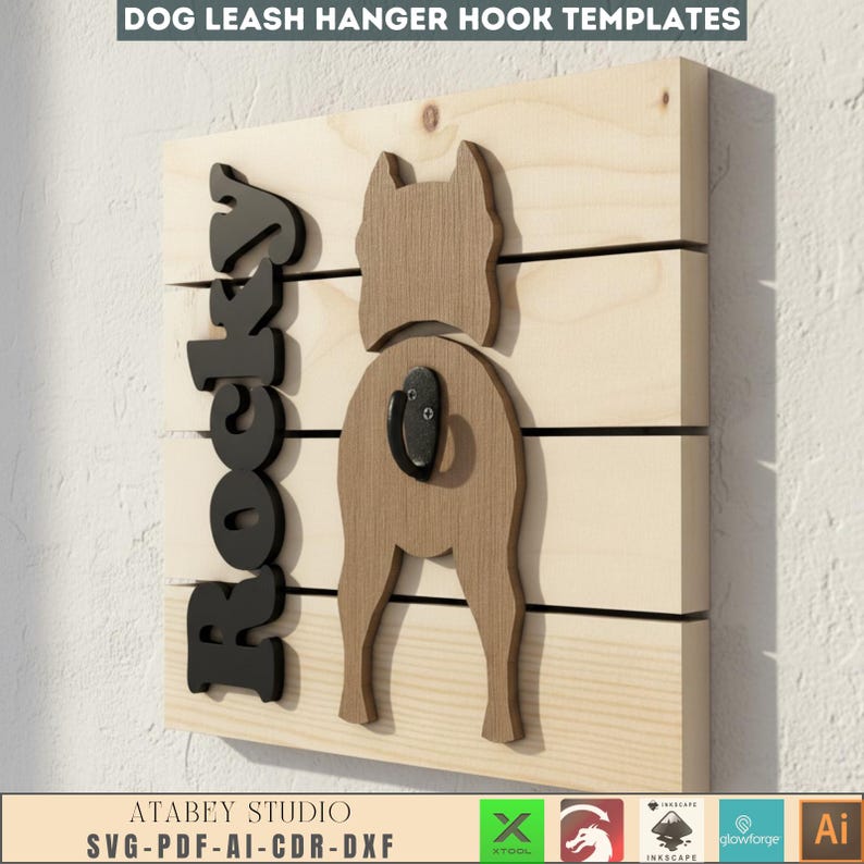 Dog Butt Wood Signs - Customizable Dog Leash Hangers - Stylish Yorkie ...