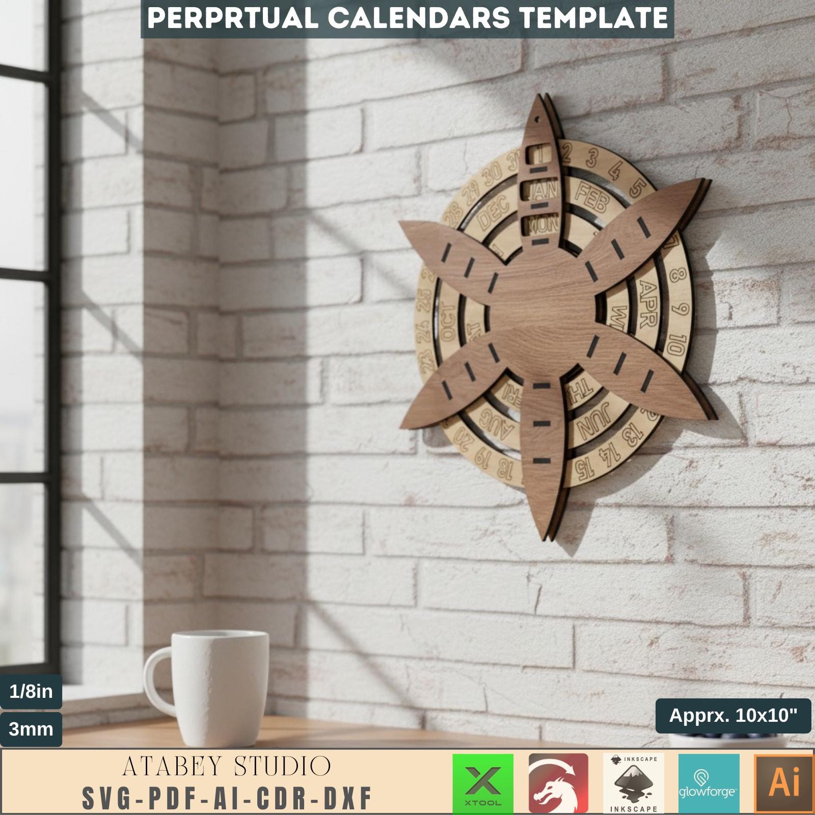 Laser Cut Perpetual Calendar Template - Timeless Design for Craft ...
