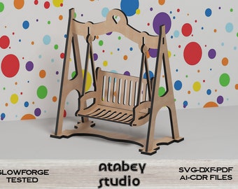 Wooden swing for dolls vector for CNC svg vector cut file digital vector art cnc file Laser files Wooden doll swings Doll chair 02