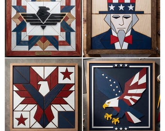 Patriotic Wall Art American Eagle Uncle Sam Quilt Block Independence Day Veteran Gift