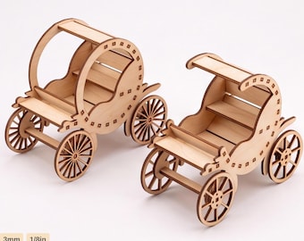 Wooden Horse Carriage Laser Cut Template, 2 Carriage Designs, DIY Decor