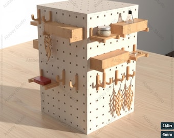 Multi Functional Pegboard Box Earring Display - Jewelry Stand with Hooks and Shelves - Perfect for Home or Shop 682