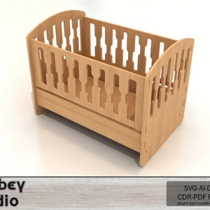DIY Holzpuppenbett - Laser Cut Puppenwiege Muster | Bett Dekor 705