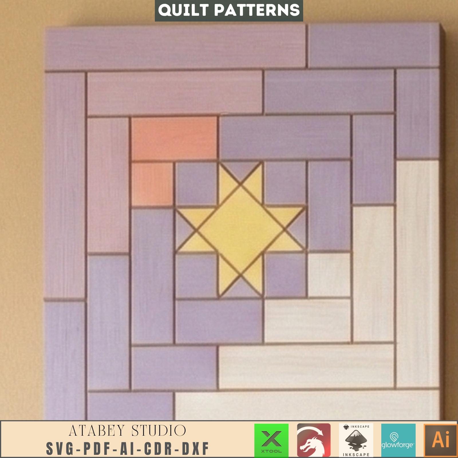 Quilt Block Patterns Geometric Wall Art Mosaic Panel Laser Cutting ...