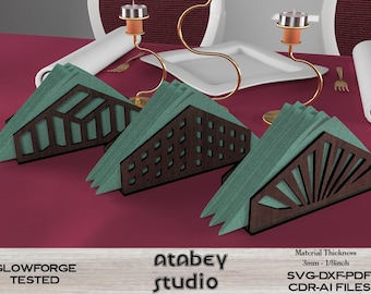 Laser Cut Napkin Holder Set 3 Unique Designs | Digital Plans for Table Decor,DIY Wooden Napkin Holder Trio Laser Cut Patterns  473