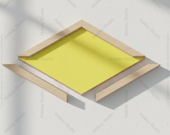 May include: A diamond-shaped frame template with a yellow center and light wood trim. Two additional wood pieces are positioned near the frame. The text "FRAME TEMPLATES" is at the top. The bottom of the image has the text "ATABEY STUDIO SVG-PDF-AI-CDR-DXF".