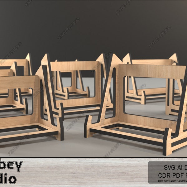 4 Sizes Easel Stand Laser Cut Files - Multipurpose Wooden Pic Display SVG, Ai, CDR, DXF 605