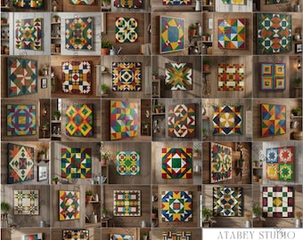 Barn Quilt Block Pattern Mega Bundle | DIY Patchwork Cutting Templates | Laser Compatible SVG Designs for Quilting & Crafts 969