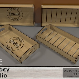Kitchen Wood Trays / Flat Breakfast Tray With Handles / Serving Trays Laser Cut Files SVG, DXF, CDR Download 547