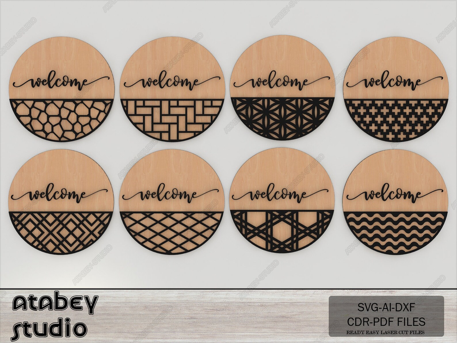 Fancy Pattern Signs Complete Set of 32 Patterned Welcome Signs - Wall Hangers Laser ...