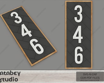Nowoczesna rama adresu w jodełkę - niestandardowe numery domów - numer drzwi DIY 668