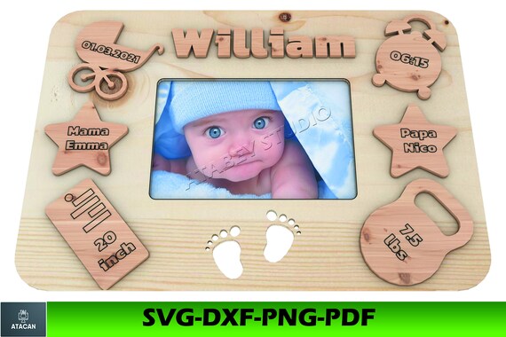 Birth Details Frame Laser Cut File / Baby Announcement Photo | Etsy