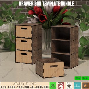 Laser Cut Storage Boxes Chest of Drawers  Desktop Organizer SVG,Laser Cut Storage Boxes Modular Workstation Laser Cut,Stackable Storage  930