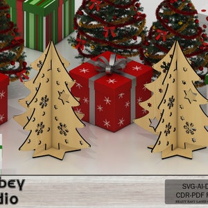 Laser Cut 3D Christmas Tree | Festive Standing Holiday & New Year Decor,Standing Christmas Tree Laser Cut File Easy 3D Festive Decoration712