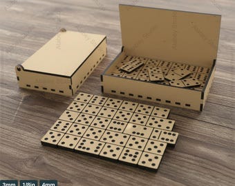 Portable Travel Domino Board Game Set / Laser Cut Dominoes Box