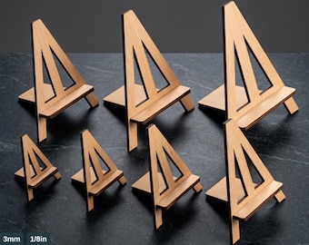 Soporte de mesa de madera con caballete, plantilla cortada con láser, 7 tamaños, portamenús, expositor de fotos, artesanía en madera.