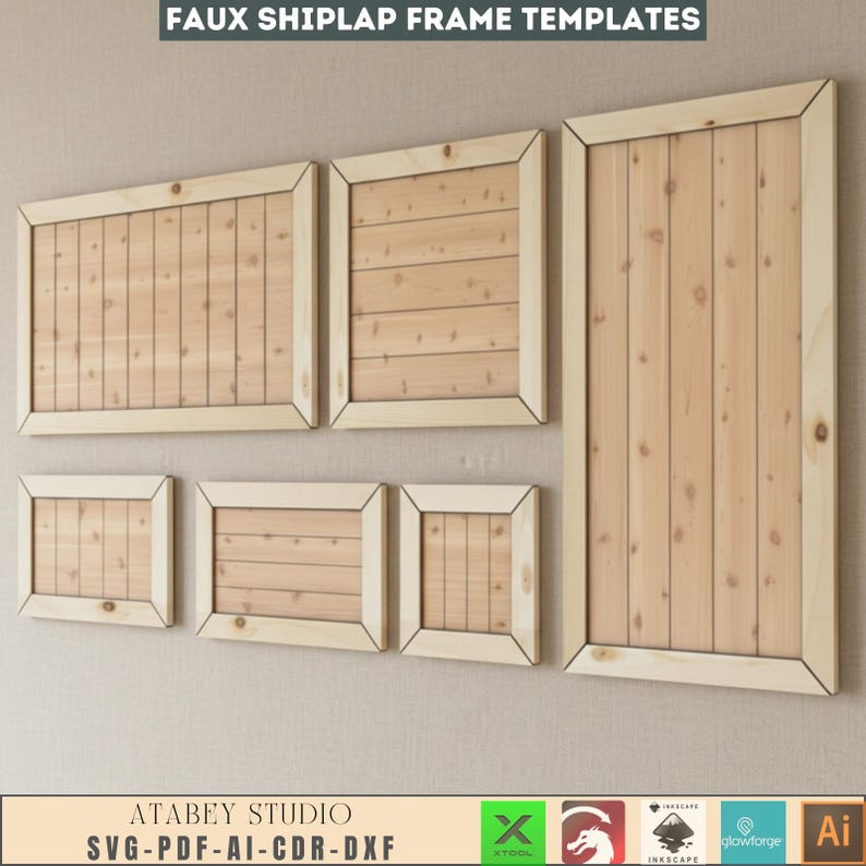 Faux Shiplap Sign Backers, Laser cut files SVG DXF vector plans, glowforge file svg, laser cut template, laser svg, laser cutting files 132 image 1
