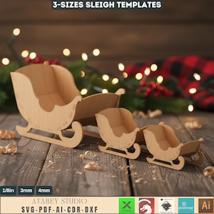 3D-kerstsleeontwerp - lasergesneden kerstslee voor feestelijke decoraties 730